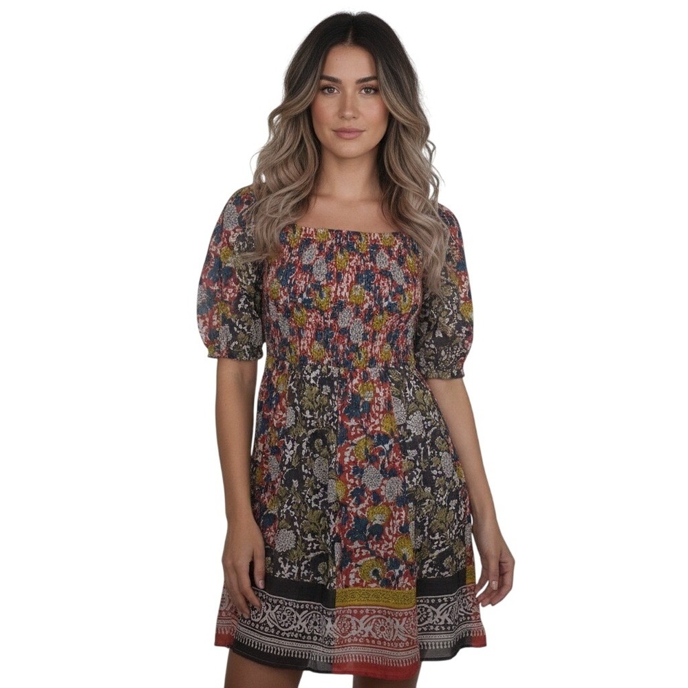 Velvet Graham & Spencer‎ Dress Womens S Multi Taria Floral Boho Smocked Cottage